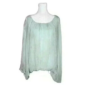 Giulia women's 100% silk blouse with back embroidery size medium